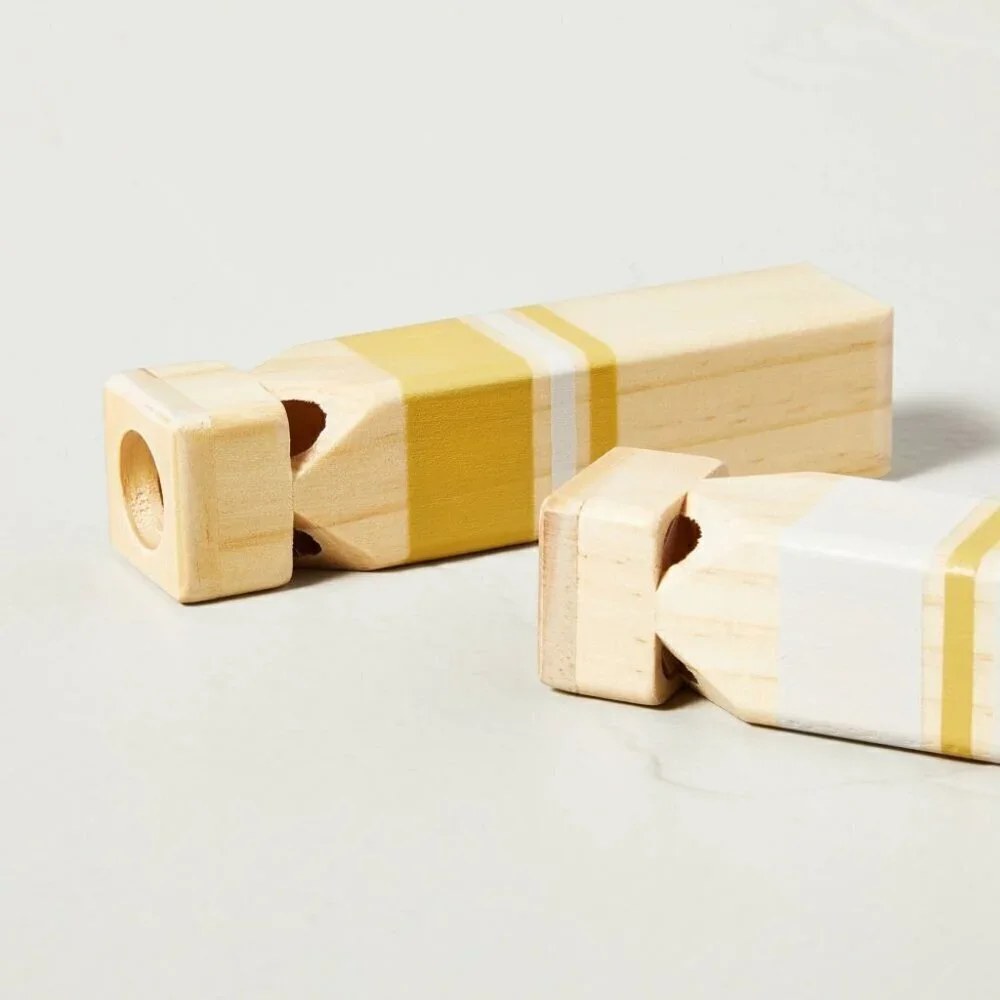 Train Whistle Toy Wooden‎ 3pc Yellow White - Hearth & Hand Magnolia, Target 2022